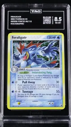 2005 POKEMON EX UNSEEN FORCES #4 FERALIGATR HOLO TAG 8.5 - Image 1