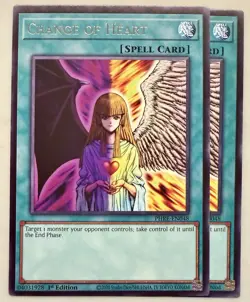 Yugioh! 2x Change of Heart PHRE-EN048 Rare 1st Ed NM - Image 1