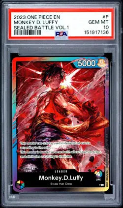 2023 ONE PIECE PROMOS SEALED BATTLE VOL.1 #P MONKEY.D. LUFFY PSA 10 - Image 1