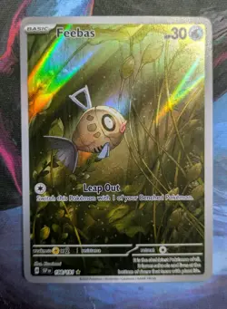 Pokemon Feebas | Holo Illustration Rare Card 198/191 | Sv08: Surging Sparks - Image 1