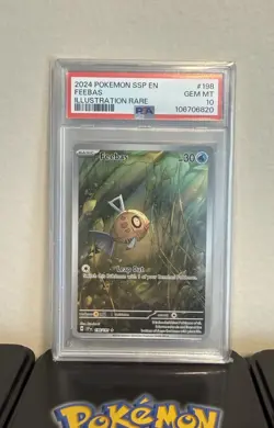 Pokemon Feebas 198/191 Sv08: Surging Sparks Illustration Rare Holo PSA 10 EN - Image 1