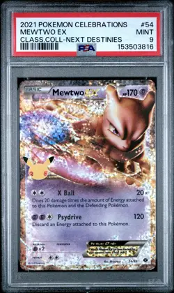2021 Pokemon Celebrations Classic Collection #54 Mewtwo Ex PSA9 - Image 1