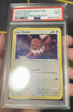 2021 POKEMON SWSH BLACK STAR PROMO🌀SWIRL🌀SWSH127 EEVEE-HOLO PSA 9 - Image 1
