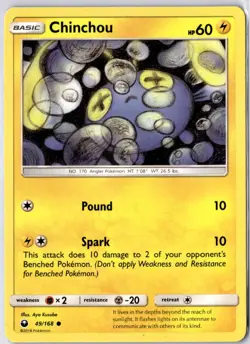 Chinchou 49/168 S&M: Celestial Storm Common Regular LP Pokemon Card - Image 1