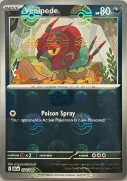 Venipede (Poke Ball Pattern) Holo Common Black Bolt 054/086 Pokemon Near Mint - Image 1