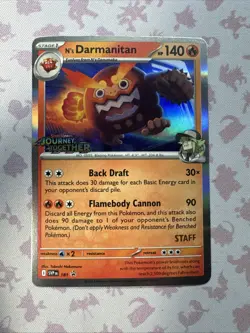 N's Darmanitan SVP 181 STAFF - Pokemon TCG Pre Release Promo Journey Together NM - Image 1