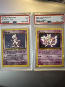 1999 POKEMON GAME MOVIE PROMO #3 MEWTWO PSA 5 & Base Set Mewtwo Psa 5 - Image 1
