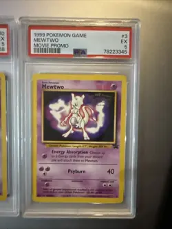 1999 POKEMON GAME MOVIE PROMO #3 MEWTWO PSA 5 & Base Set Mewtwo Psa 5 - Image 3