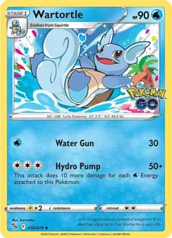 4x Pokemon TCG Wartortle 016/078 Pokemon Go Regular Playset - Image 1