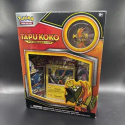 POKEMON TCG Tapu Koko Pin Collection Factory Sealed Box-3 Booster Packs,Pin,Foil - Image 1