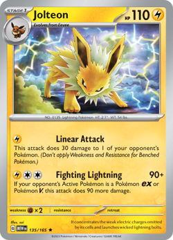 4x Pokemon TCG Jolteon 135/165 Scarlet & Violet: 151 Holo Rare Playset - Image 1