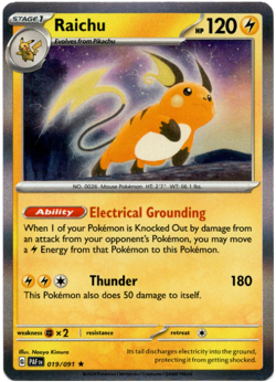 Pokemon TCG Raichu 019/091 Paldean Fates Holo Rare - Image 1