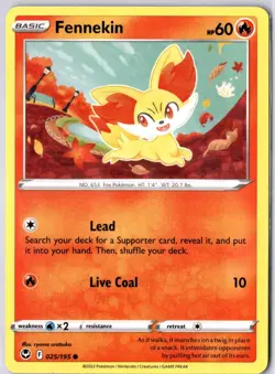 Fennekin 025/195 Swsh12: Sword & Shield - Silver Common Regular LP Pokemon Card - Image 1