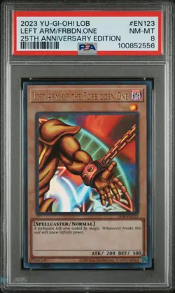 Yu-Gi-Oh! PSA 8 Left Arm of the Forbidden One LOB-EN123 Legend of Blue Eyes 25th - Image 1