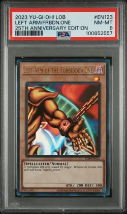 Yu-Gi-Oh! PSA 8 Left Arm of the Forbidden One LOB-EN123 Legend of Blue Eyes 25th - Image 3