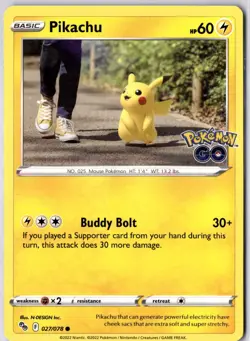 Pikachu 027/078 Pokemon GO Regular NM Common Pokemon Card - Image 1