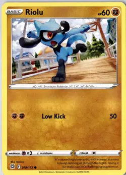 Riolu 078/172 Swsh09: Brilliant Stars Common Regular NM Pokemon Card - Image 1