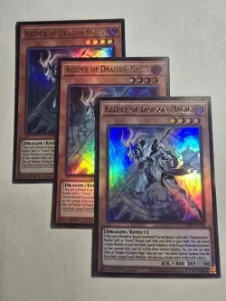 3x Yugioh Playset Keeper of Dragon Magic CH01-EN018 Ultra Rare 1st Ed Near Mint - Image 1
