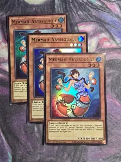 YUGIOH x3 BLGG-EN057 MERMAIL ABYSSGUNDE - ULTRA RARE 1st EDITION - Image 1
