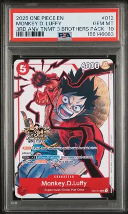 PSA 10 2025 One Piece Monkey D Luffy 3rd Anniversary TNMT 3 Brothers #012 EN - Image 1