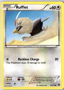 Rufflet 92/114 Common Regular Steam Seige LP Pokemon Card - Image 1