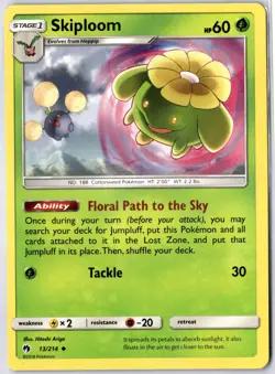 Skiploom 13/214 Lost Thunder LP Regular Uncommon Pokemon Card - Image 1