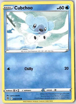 Cubchoo 042/172 Swsh09: Brilliant Stars Common Regular LP Pokemon Card - Image 1