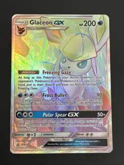 Glaceon GX 159/156 Ultra Prism Rainbow Secret Rare Holo Pokemon Card LP+ - Image 1