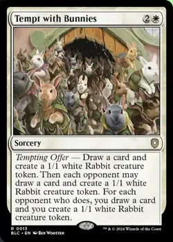 Tempt with Bunnies Magic mtg NM-Mint, English Commander Bloomburrow x1 - Image 1