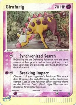 1x Girafarig - 16/97 - Rare - Reverse Holo Heavily Played Pokemon EX - Dragon - Image 1
