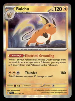 Raichu 019/091 Rare Paldean Fates Pokemon TCG NM - Image 1