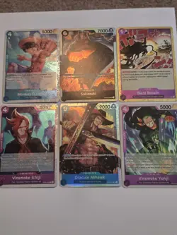 Bandai One Piece Card Game OP01-OP05 Foil Lot 17 Alt Art Luffy Mihawk - Image 1