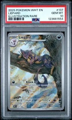 2025 POKEMON WHT EN-WHITE FLARE ILLUSTRATION RARE #137 LIEPARD PSA 10 - Image 1