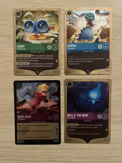 4 x Lorcana Wilds Unknown Promos - Lenny, Zipper, Will O' The Wisp, Dash Parr - Image 1