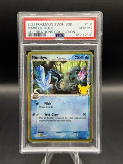 Mimikyu Celebrations Delta Species Promo SWSH136 Black Star Promo PSA 10 - Image 1