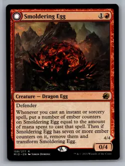 Smoldering Egg 159 Rare Innistrad: Midnight Hunt Magic: The Gathering LP - Image 1