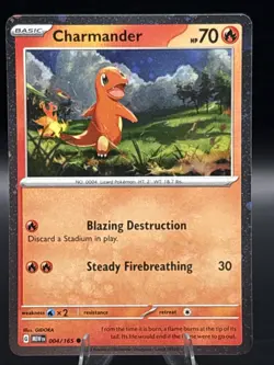 Pokemon TCG - Charmander - 004/165 - Scarlet And Violet - Cosmos Holo - Image 1