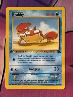 POKEMON KRABBY 51/62 1ST EDITION FOSSIL LP - Image 1