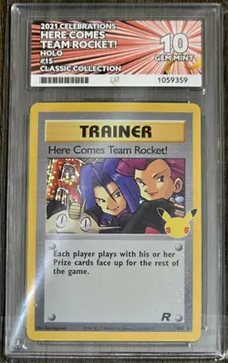 Pokemon Here Comes Team Rocket 15/82 ACE 10 Gem Mint Classic Collection Holo - Image 1