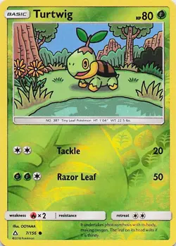 Turtwig - Pokemon Reverse Holo Common 2018 Ultra Prism 7/156 LP - Image 1