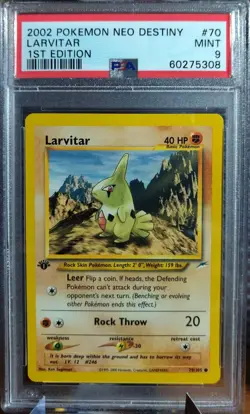 PSA 9 Larvitar 70 1st Edition Neo Destiny Mint 2002 Pokemon TCG - Image 1