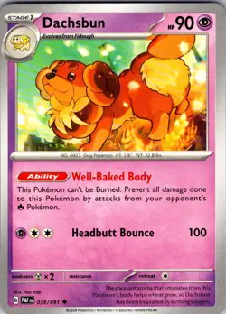 Dachsbun Paldean Fates 039/091 Uncommon Pokemon Near Mint - Image 1