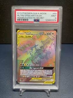 Pokemon TCG Moltres & Zapdos & Articuno GX (Secret) 69/68 Hidden Fates Holo - Image 1
