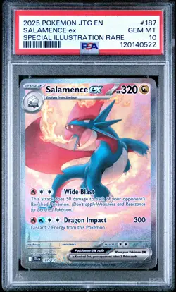 2025 POKEMON JTG EN-JOURNEY TOGETHER #187 SALAMENCE EX PSA 10 - Image 1