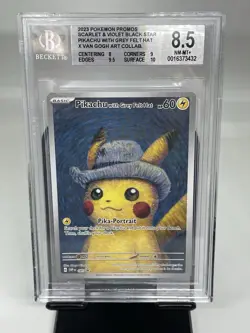 Pokemon Pikachu with Grey Felt Hat Van Gogh Full Art Promo SVP EN 085 BGS 8.5 - Image 1