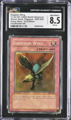 Yugioh CGC 8.5 FADED Gryphon Wing SDP-050 1st Edition Super Rare MISPRINT ERROR - Image 1