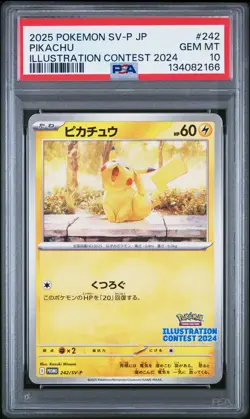 2025 POKEMON JAPANESE SV-P PROMO ILLUSTRATION CONTEST 2024 #242 PIKACHU PSA 10 - Image 1