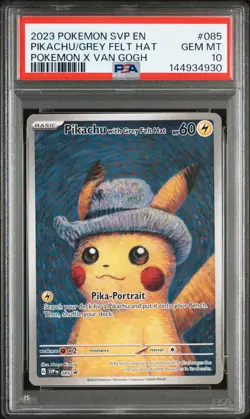 2023 POKEMON SVP EN-SV BLACK STAR PROMO #085 PIKACHU WITH GREY FELT HAT PSA 10 - Image 1
