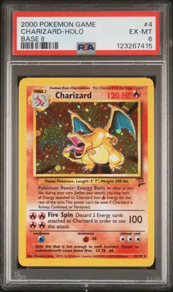 2000 POKEMON BASE SET 2 #4 CHARIZARD-HOLO PSA 6 - Image 1