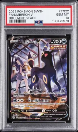 2022 POKEMON SWORD & SHIELD BRILLIANT STARS #TG22 FULL ART/UMBREON V PSA 10 - Image 1
